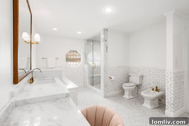 Westcliff Home on Ranier Court: Stunningly Remodeled for Ideal Living 5 Elegant owner's bathroom with clean lines and crisp design in a renovated Westcliff home