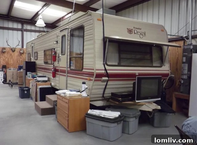 Included equipment: RV, tractor, crane truck, flatbed trailer