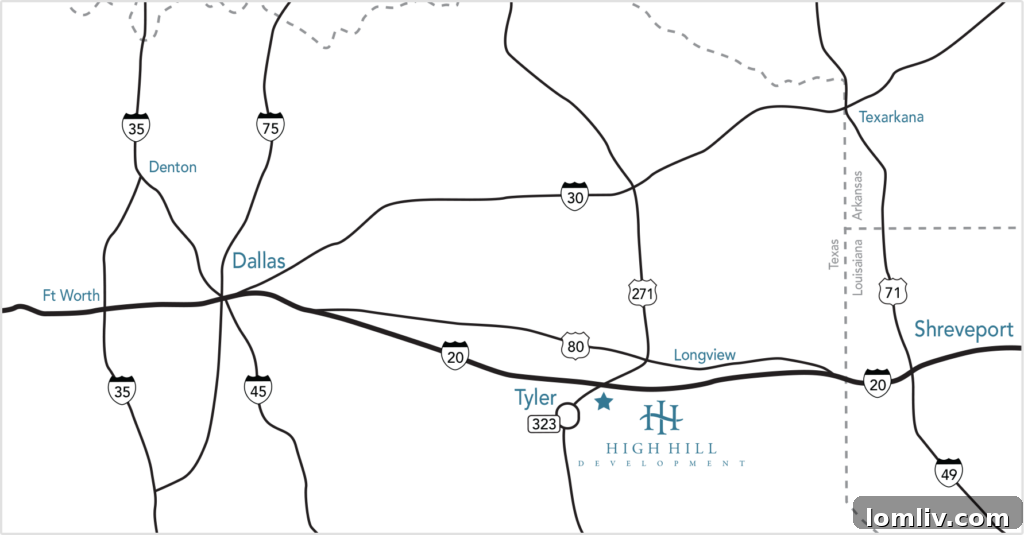 Geographical map highlighting High Hill Farm and Development's unique location
