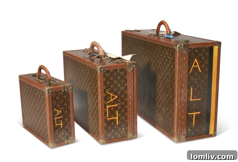 Talley’s monogrammed LV luggage and an African wood stool.