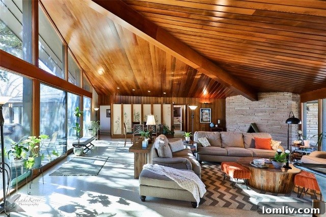 Architectural detail of the Cree House, possibly showcasing a unique window design, ceiling feature, or interior texture.