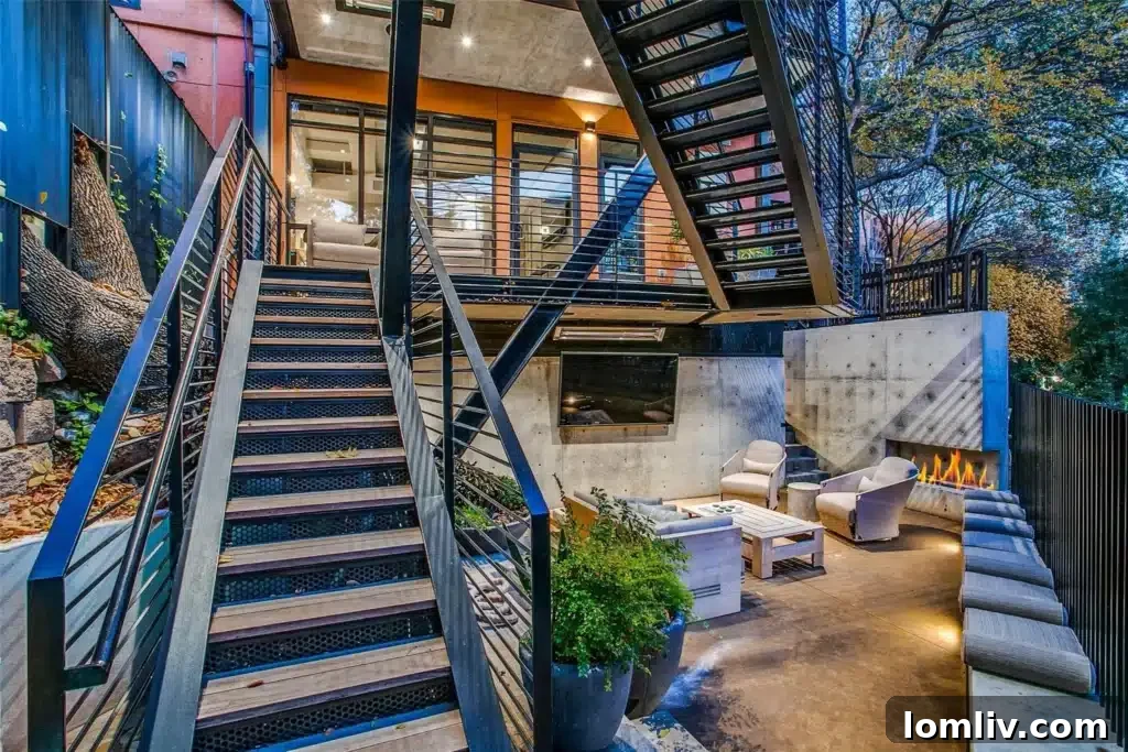 Inviting living room with fireplace and modern decor, creating a cozy and luxurious atmosphere