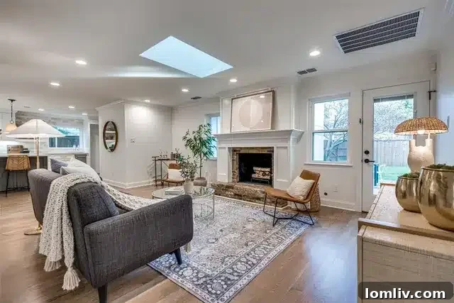 Cozy second living area with access to mudroom and garage