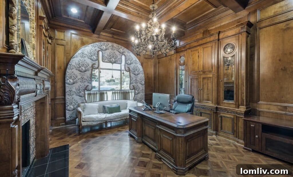 Spacious kitchen with high-end appliances and custom cabinetry.