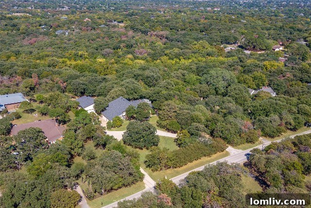 Lush, mature trees surrounding a private luxury home in Keller, creating a secluded retreat