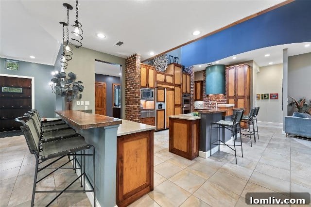 Living area of a Keller luxury home showcasing diverse building materials, intricate textures, and varied ceiling heights that add character