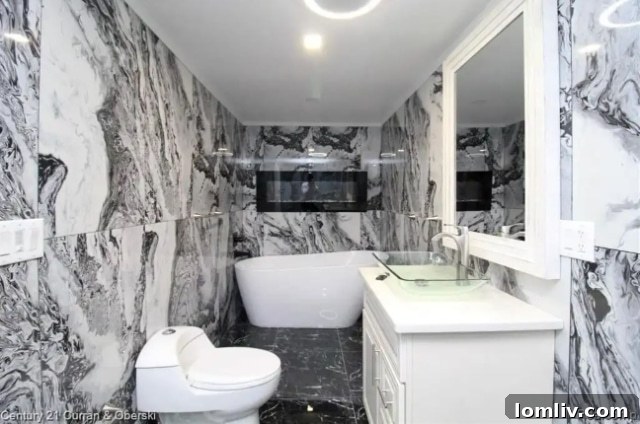 Marble Shower and Walls, Unconventional Bathroom Aesthetic
