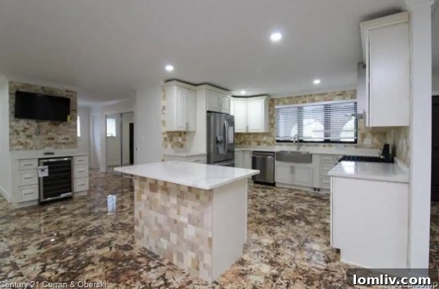 Floor-to-Ceiling Marble Interior, Unique Home Design Michigan