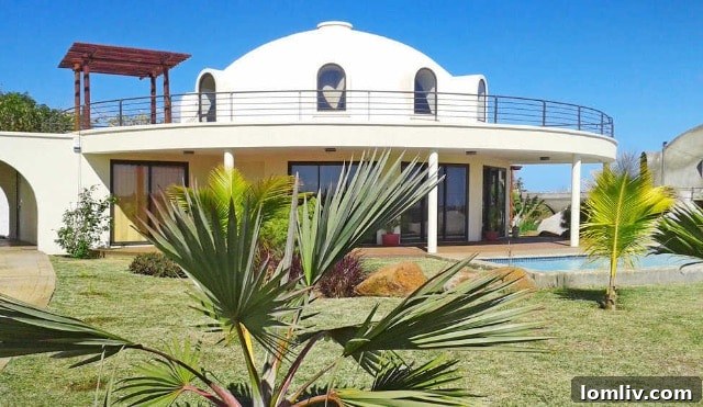 A cluster of modern Monolithic Domes located in Albion, Mauritius, demonstrating their global architectural appeal.