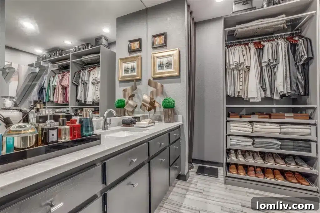 Oaklawn's Oglesby Gem: A Tranquil Escape 7 Detailed view of the bathroom vanity and stylish fixtures.