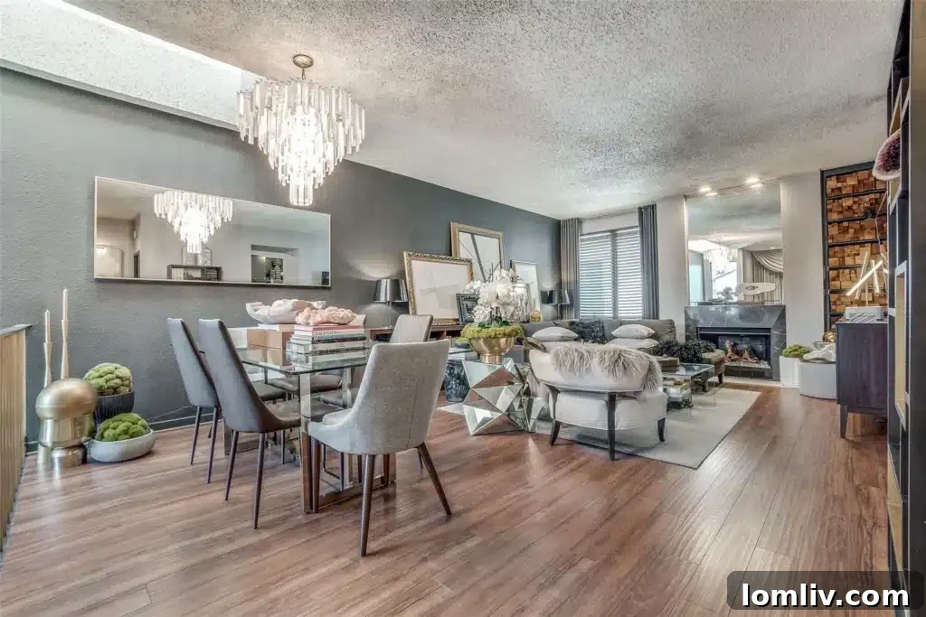 Oaklawn's Oglesby Gem: A Tranquil Escape 9 View of the dining area adjacent to the living room, showing the seamless flow of space.