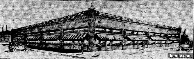 Vintage architectural rendering or photograph of a Dallas development by Lobello family