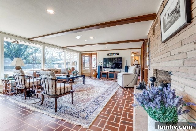 Spacious living area showcasing the classic Texas Ranch aesthetic of Dilbeck