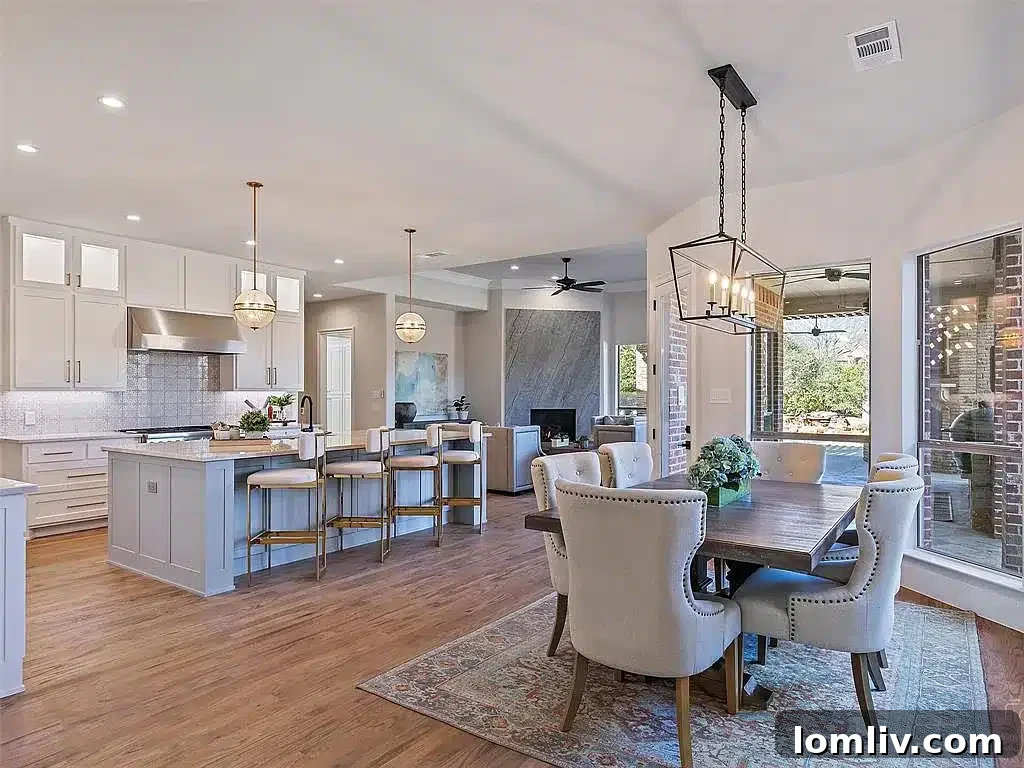 Spacious living room featuring a modern fireplace and ample natural light in the Southlake designer home.