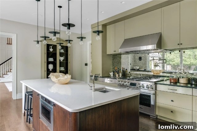 Modernized Kitchen with Island and Bar Seating