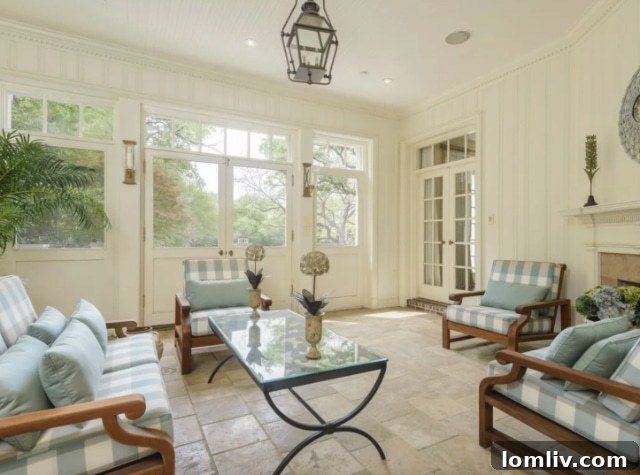 Georgian Mansion Sunroom With Art Deco Doors