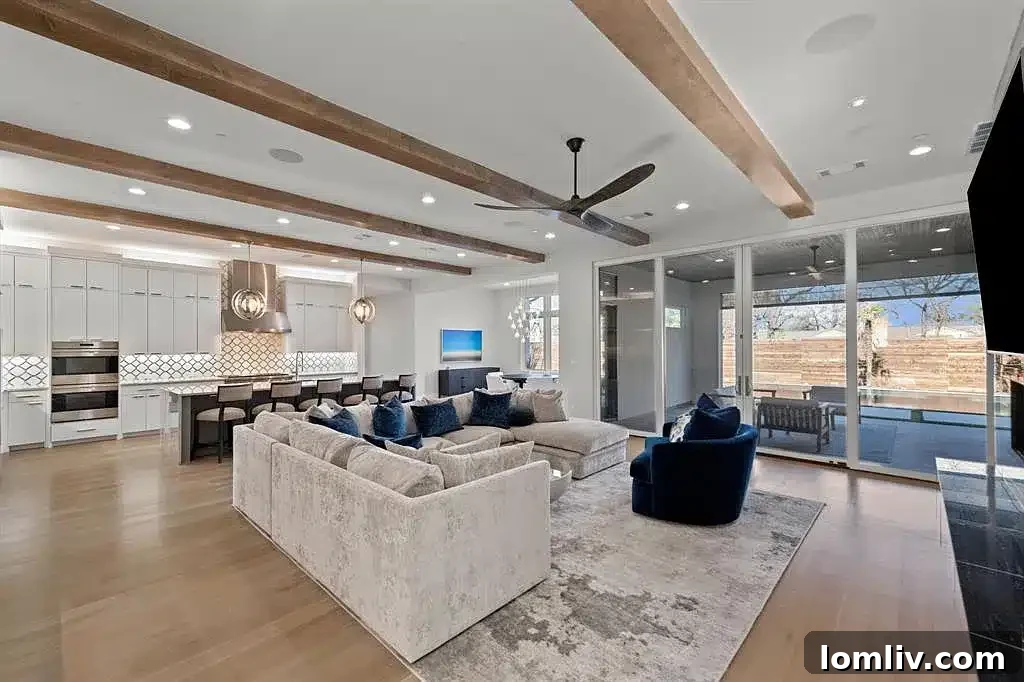 Spacious modern living room in Seth Curry's Dallas home
