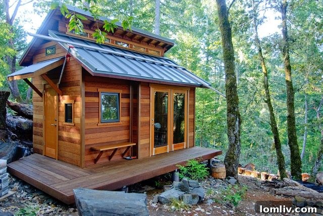 A charming tiny home in a green setting, representing affordable and alternative housing.