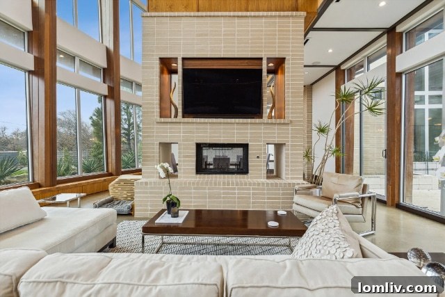 Interior View of a Two-Story Modern Living Room