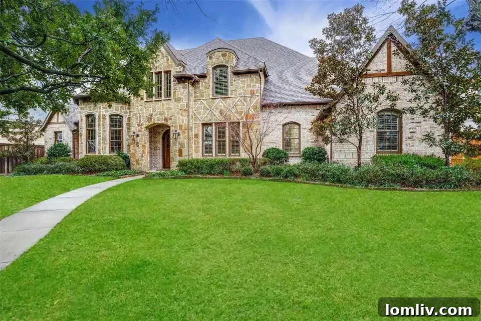 Exquisite exterior of a luxury home in Preston Hollow, Dallas