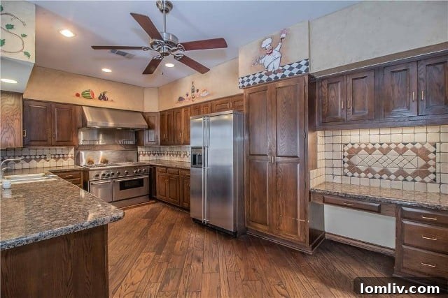 Fort Worth's Rare Single-Level Gem in a Gated Oasis 7 Before photo of kitchen with dated wall murals