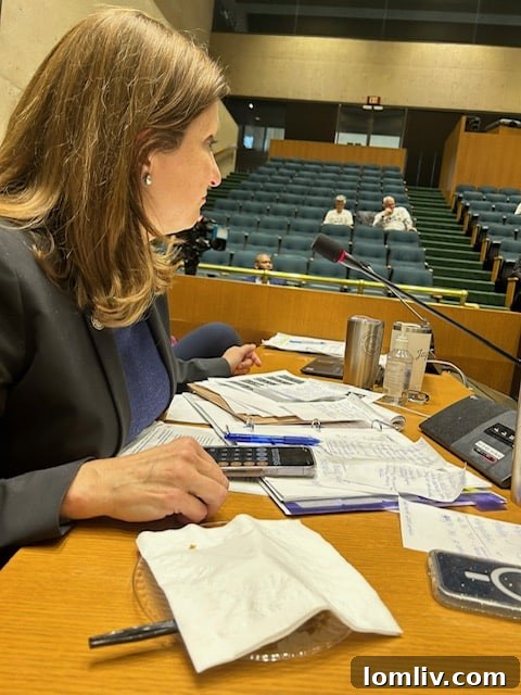 Dallas City Council Tables Short-Term Rental Ordinance Vote After Marathon Session 7 Councilwoman Gay Donnell Willis reviews data at a Dallas City Council meeting, contributing to the STR discussion.