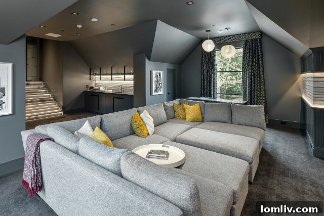 Detail of a modern, well-appointed media room with premium finishes