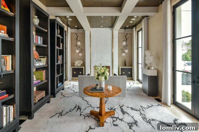 Elegant lighting fixture illuminating a contemporary living space in a luxury Dallas home