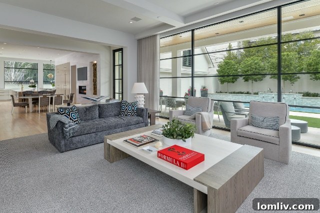 Bright and spacious contemporary living area with natural light in a luxury Dallas residence