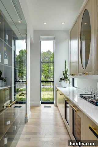 State-of-the-art catering kitchen with premium appliances in a luxury Highland Park home