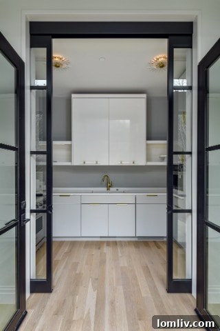Elegant wine storage area integrated into a luxury catering kitchen design