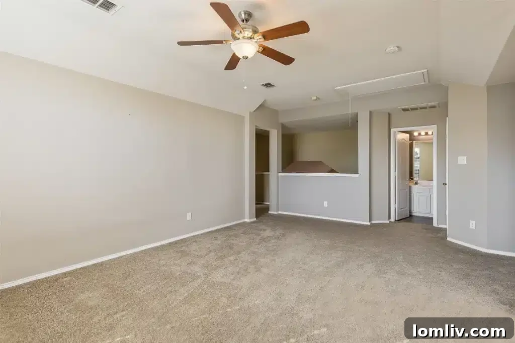 Modern upstairs bathroom with clean lines and contemporary fixtures.