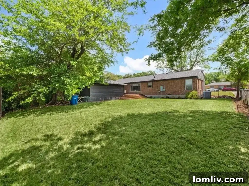 Expansive green backyard
