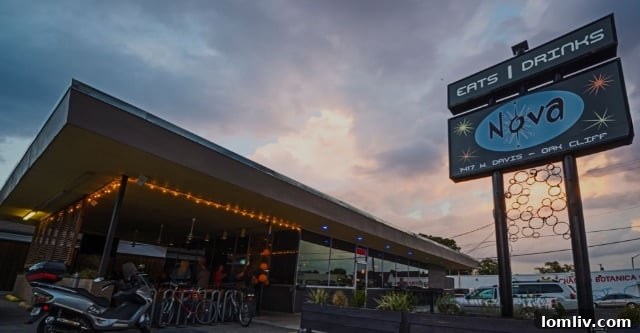 Nova, a local favorite restaurant in Oak Cliff, known for its vibrant atmosphere and community appeal.