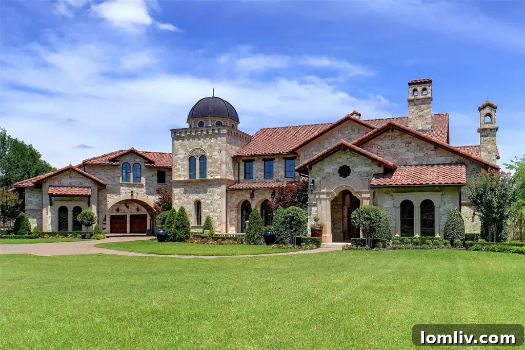Colleyville Luxury: Homes That Redefine Grandeur 15 Grand exterior facade of 5513 Montclair Drive, a sprawling Mediterranean estate in Colleyville