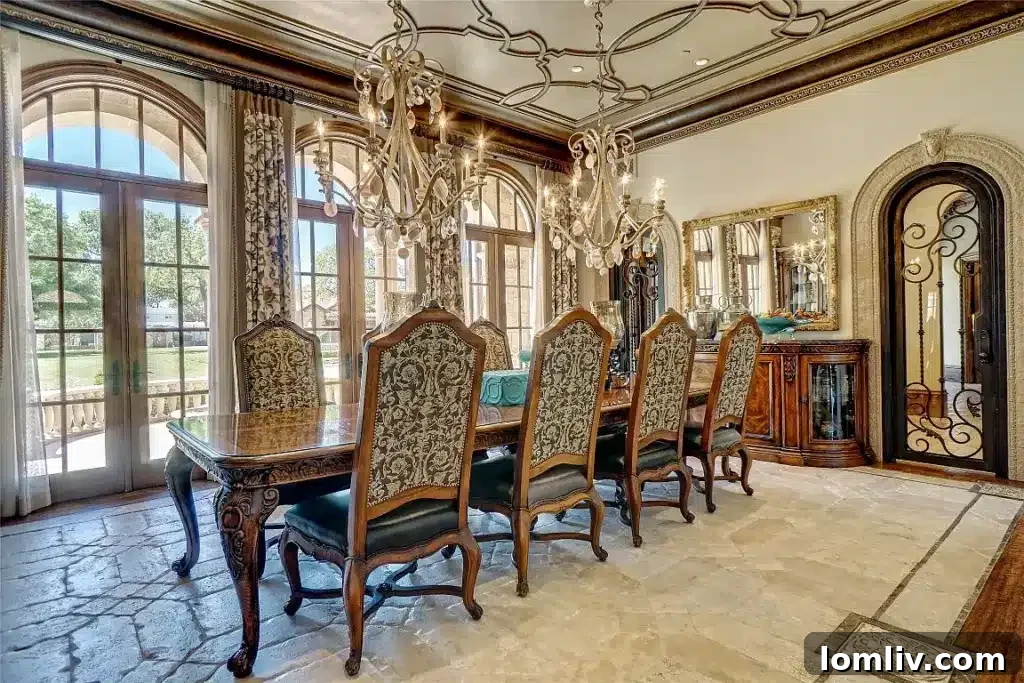 Colleyville Luxury: Homes That Redefine Grandeur 17 Luxurious living room with elegant furnishings and a grand fireplace at 5513 Montclair Drive