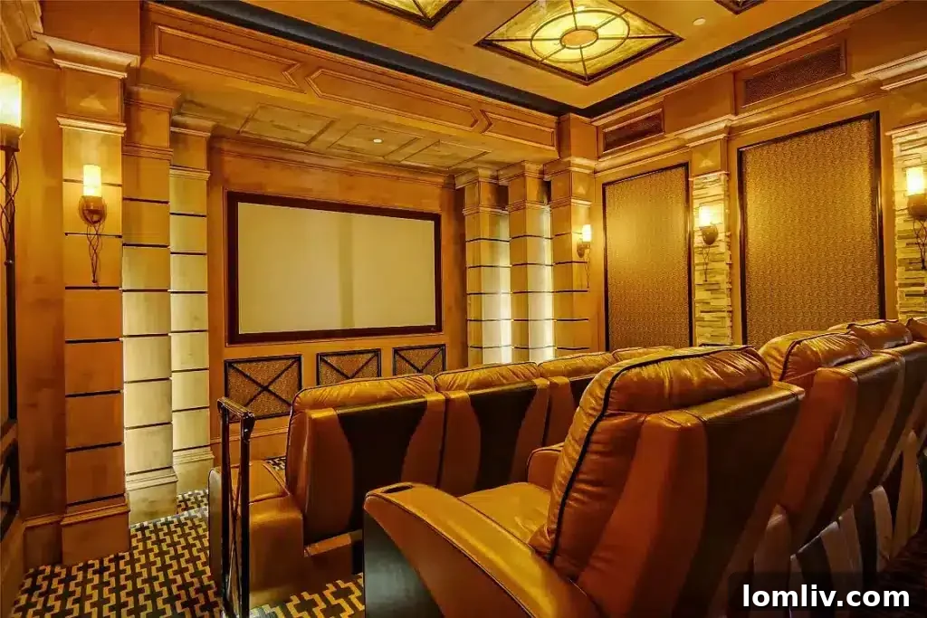 Colleyville Luxury: Homes That Redefine Grandeur 22 Dedicated home theater with plush seating for an immersive cinematic experience at 5513 Montclair Drive