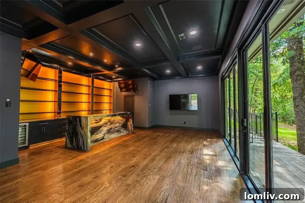 Colleyville Luxury: Homes That Redefine Grandeur 4 Luxurious living room with a panda marble fireplace and abundant natural light at 7312 Hix Court