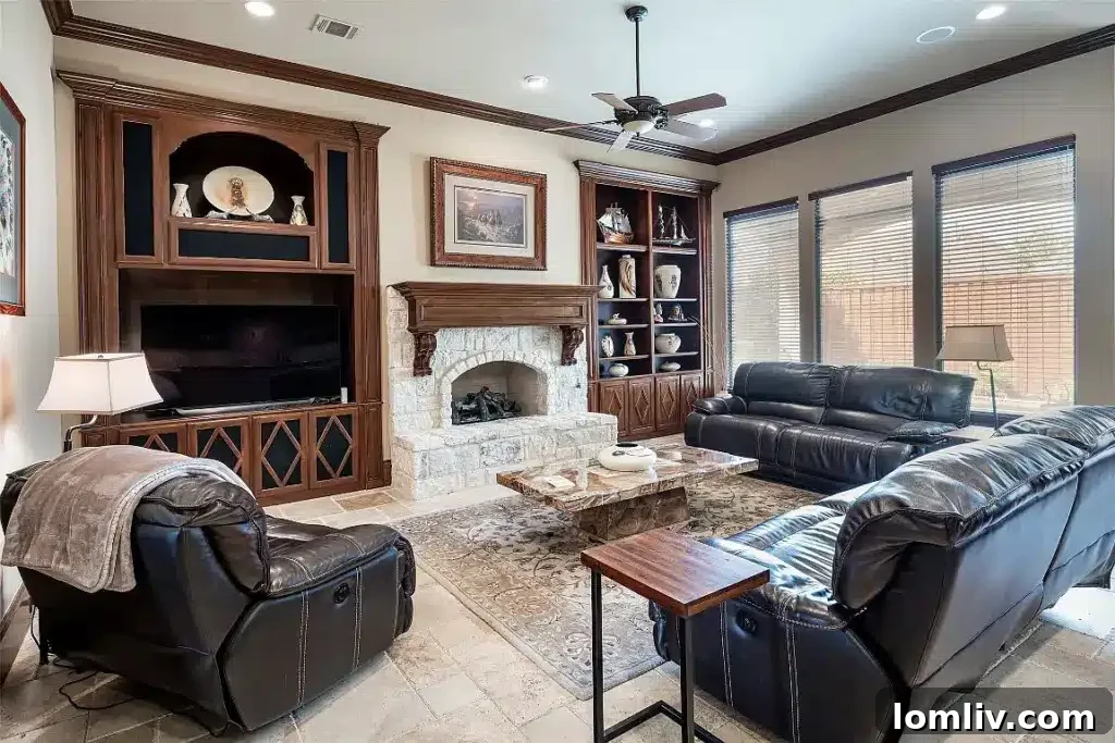 Elegant kitchen with marble countertops and modern appliances in Frisco home