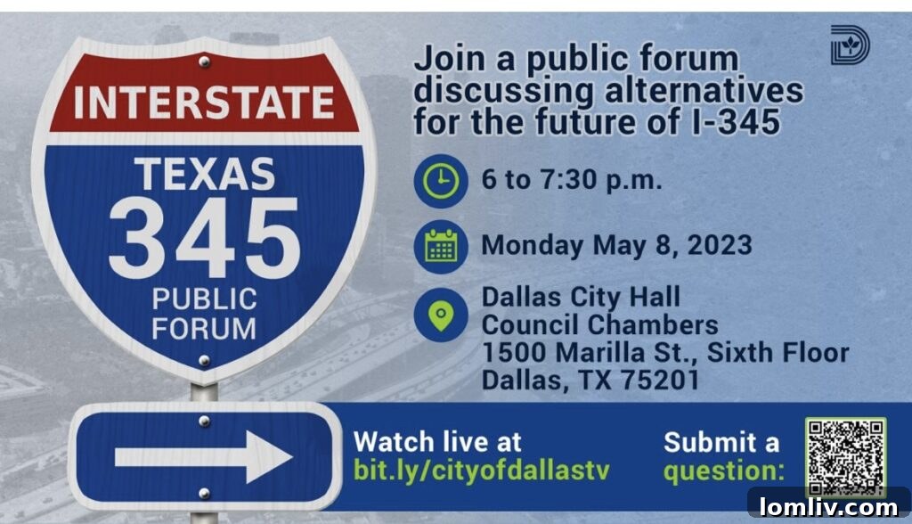 A detailed map illustrating the intricate network of Interstates 345, 30, and 45 within downtown Dallas, highlighting their connections and the urban areas they traverse.