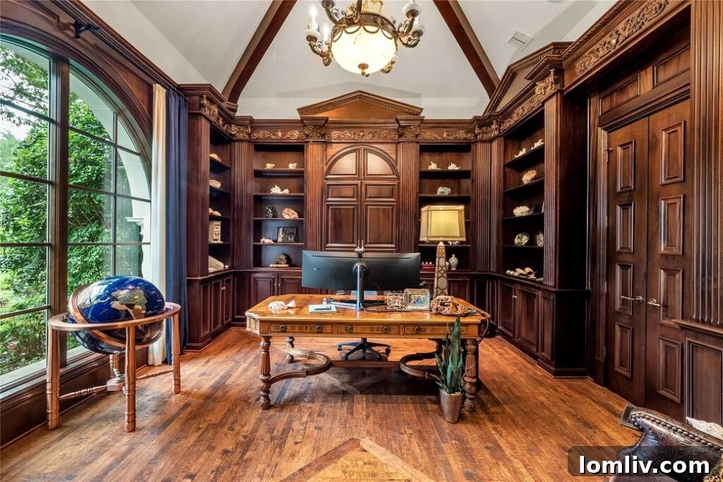 Elegant interior hallway with high ceilings and tasteful lighting.