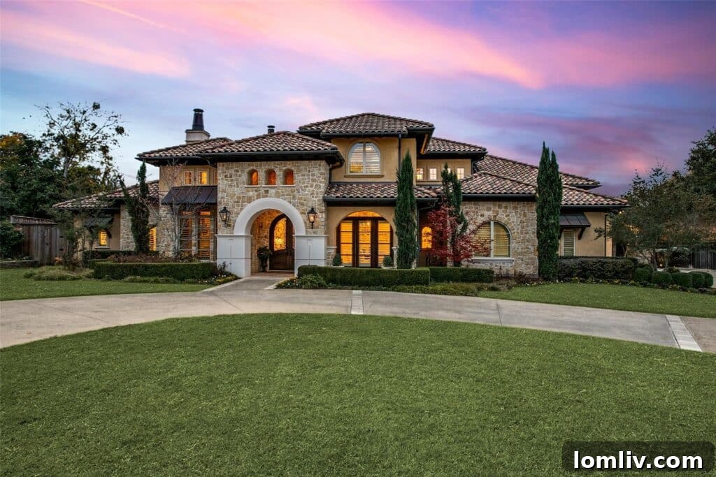 Exterior view of the luxury Mediterranean home in JanMar Estates