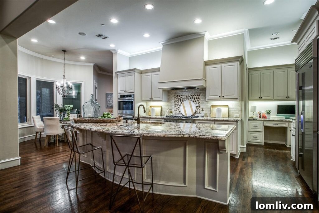 Contemporary open-concept kitchen with high-end appliances