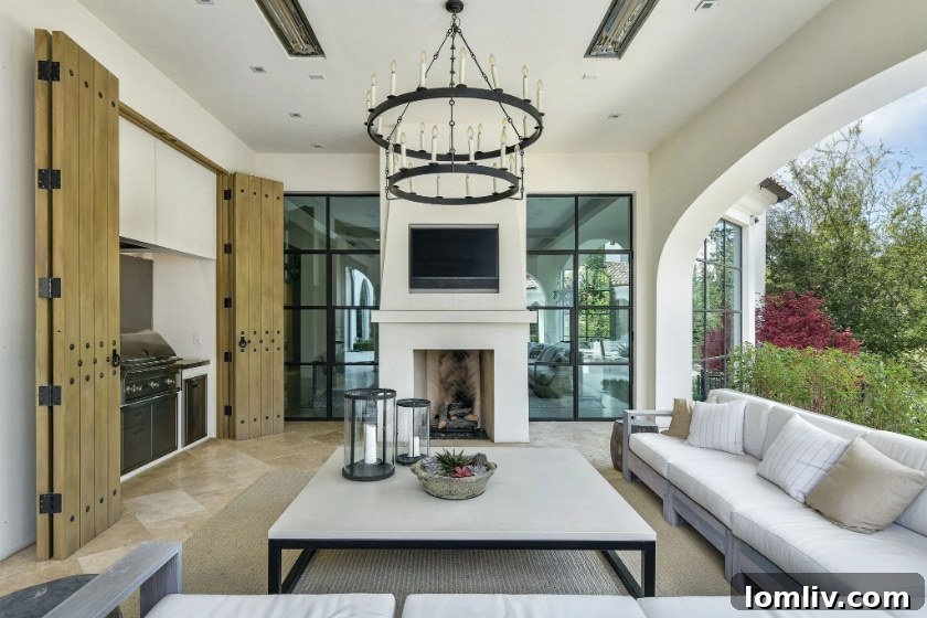 Resort-style backyard with infinity pool in Dallas luxury home