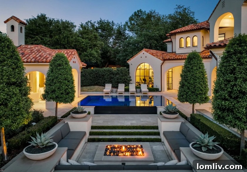 Stunning exterior view of Modern Spanish Revival mansion