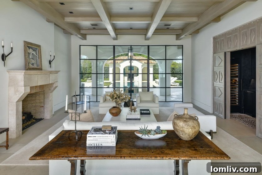 Elegant hallway in a Dallas Modern Spanish Revival home