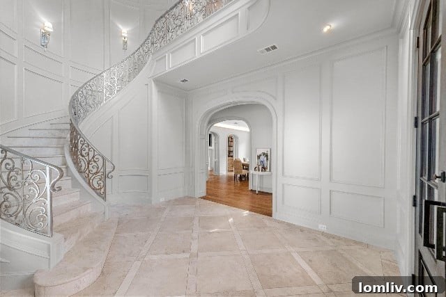 Grand entrance of 5160 Peach Willow Lane, showcasing intricate quality and detail