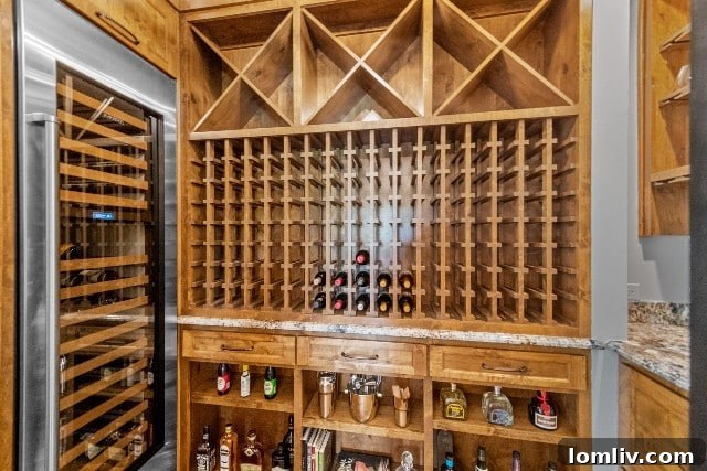 Sophisticated wine cellar with ample storage for diverse vintages