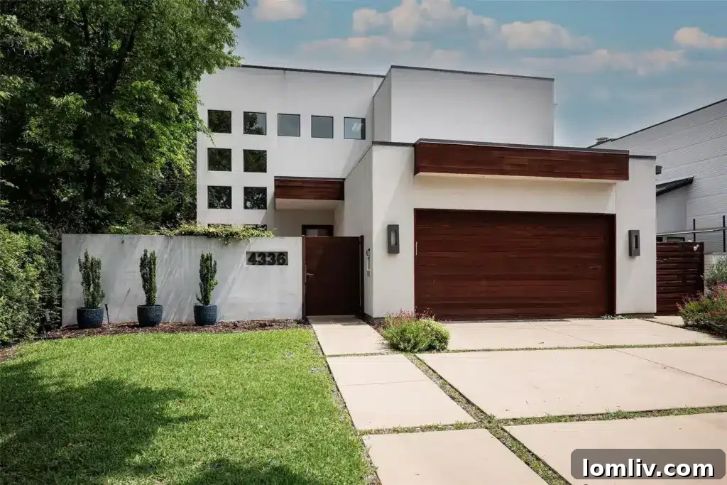 A modern white contemporary home with strong architectural lines