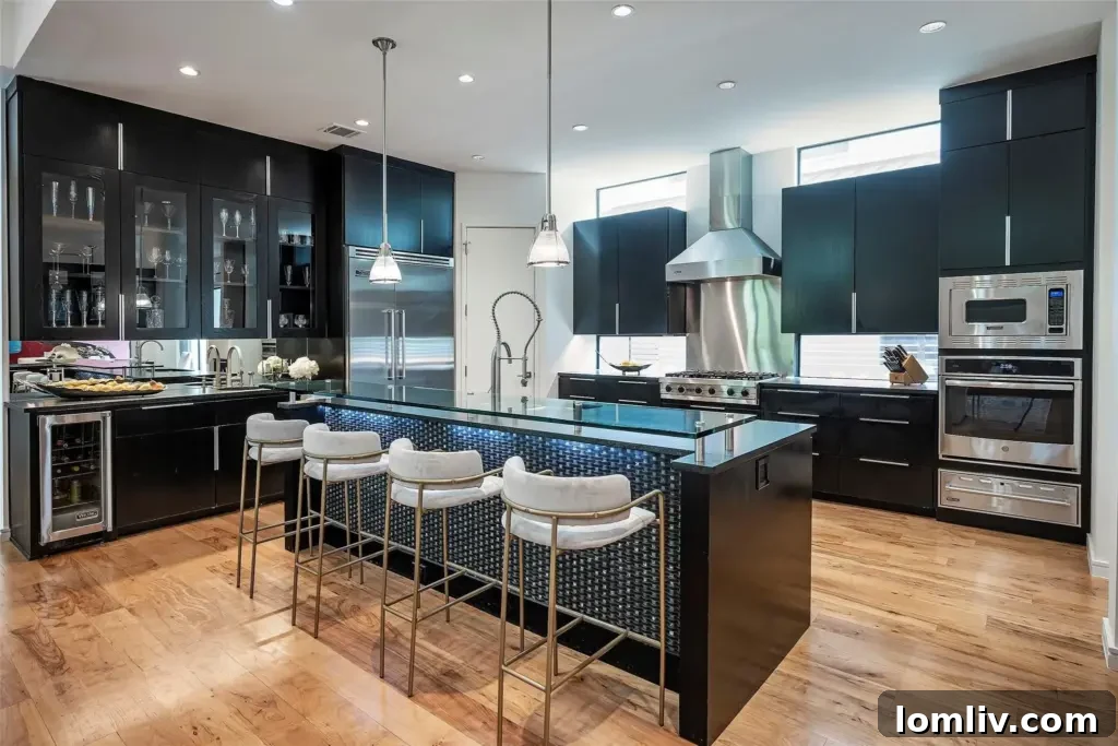 A sleek, modern kitchen with high-end appliances